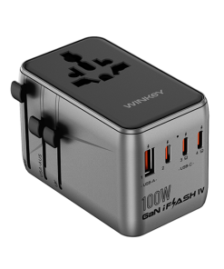 WINKEY Universal Travel Adaptor 100W GAN PPS 4 Port USB & USB C - UTA05