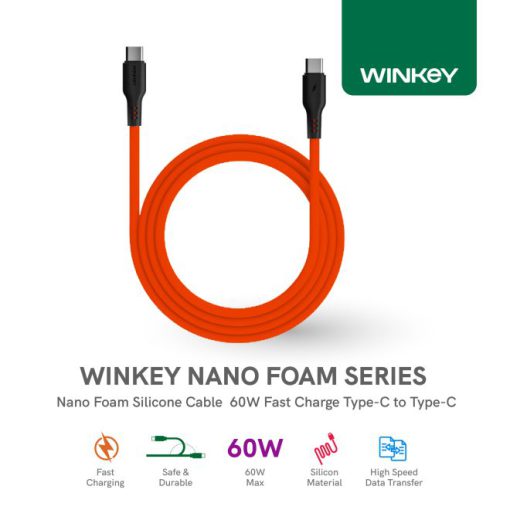 WINKEY Kabel Data Nano Foam Silicone 60W Fast Charge Type-C to Type-C