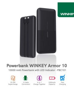 WINKEY Power Bank 10000mAh Armor 10 22.5W PD 20W Built-in USB-C Lightning